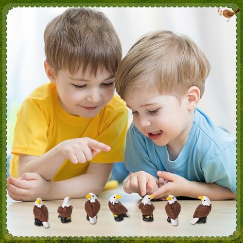 50 Mini Resin Bald Eagle Figurines for Garden & Decor