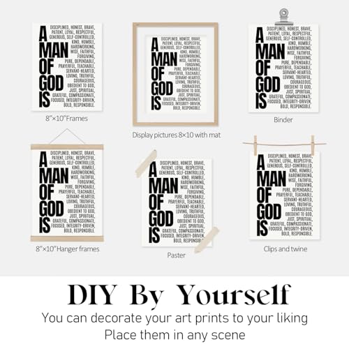 Christian Modern Bible Wall Art Set - Minimalist Inspirational Prints (Set of 4, 8x10 Unframed)