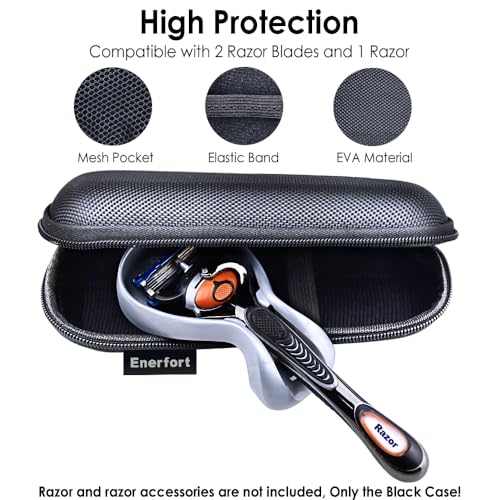 Enerfort Razor Travel Case - EVA, Lightweight, 2 Blade Pocket (Black)