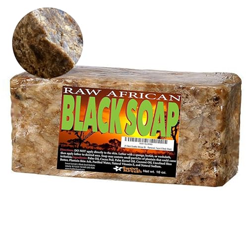 Premium African Black Soap - Raw Organic 1 lb for Acne & Dry Skin