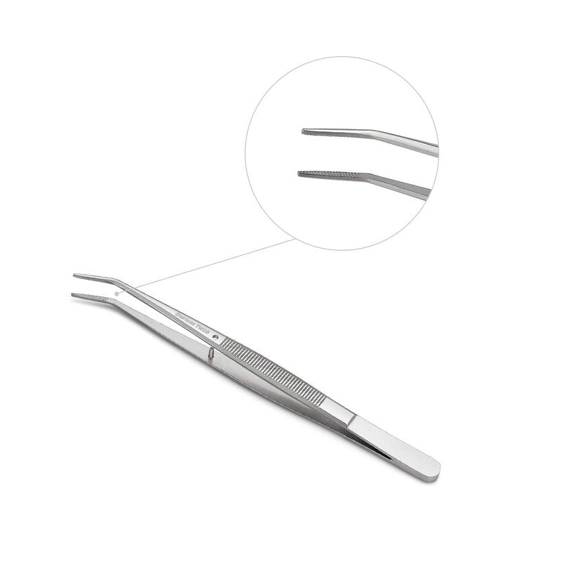Stainless Steel Tweezers, with Curved Serrated Tip Multipurpose Sewing Machine Tweezers Forceps for Craft Repairing (2 Pcs set)