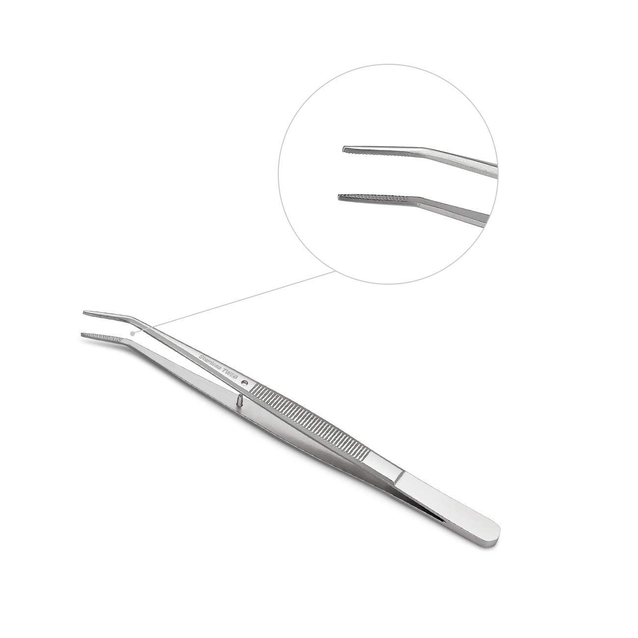 Stainless Steel Tweezers, with Curved Serrated Tip Multipurpose Sewing Machine Tweezers Forceps for Craft Repairing (5PCS)