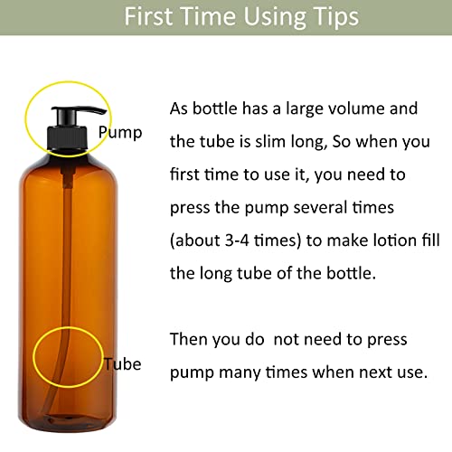 4 Pack 32 oz Amber PET Plastic Pump Bottles for Shampoo and Lotion