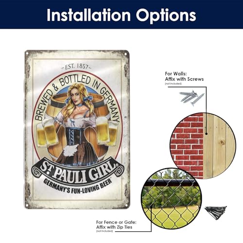 St Pauli Girl Retro Metal Tin Sign - 12x16 Inches Wall Art