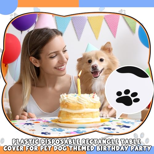 Paw Print Tablecloth 4 Pack - 54x108 Inches for Dog Parties