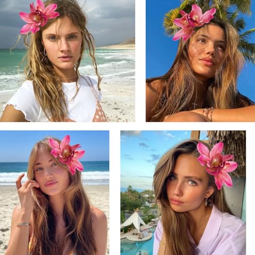 6-Inch Orchid Flower Hair Clip - Hawaiian Hibiscus Barrettes