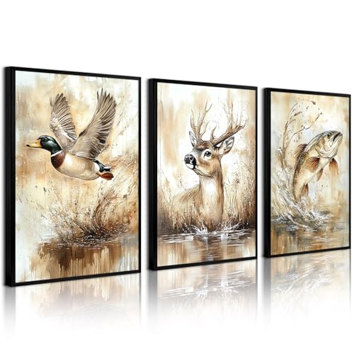 Vintage Farmhouse Animal Wall Art for Nursery - 12x16 Inch Canvas Prints (Set of 3)
