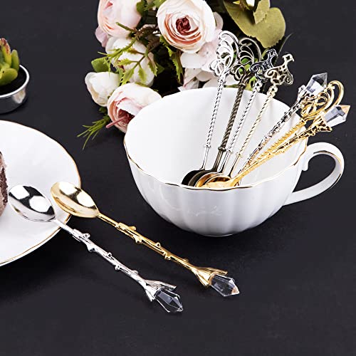 Retro Zinc Alloy Coffee Spoons - Vintage Dessert Spoon Set (16 Pcs)