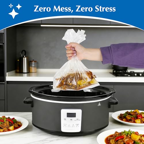 Homtone Disposable Slow Cooker Liners - 30 Pack, 13x21 Inch, BPA-Free for 3-8 Quart Pots