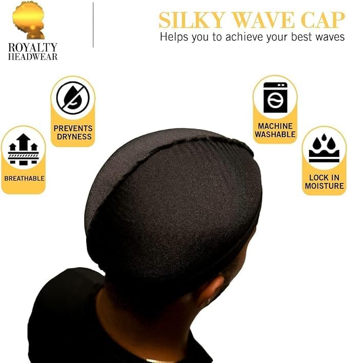 Silky Wave Cap for 360, 540 & 720 Waves - Soft Breathable Durag Beanie for Men