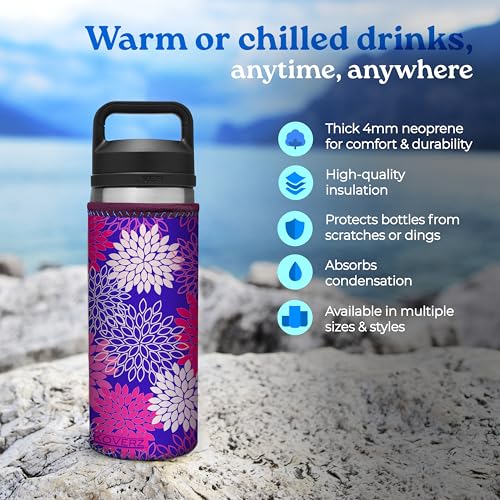 Koverz Neoprene Water Bottle Insulator for 24-30 oz Bottles - Violet Whimsy