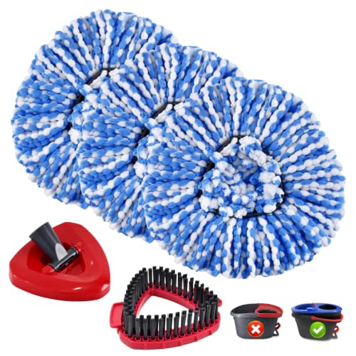 O-Cedar Spin Mop Replacement Heads Set with Scrub Brush - 3 Pack