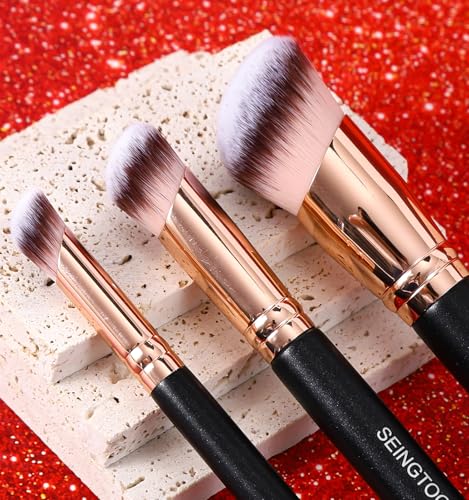 SEINGTOOM Angled Foundation Brush Set - 3Pcs Makeup Brushes