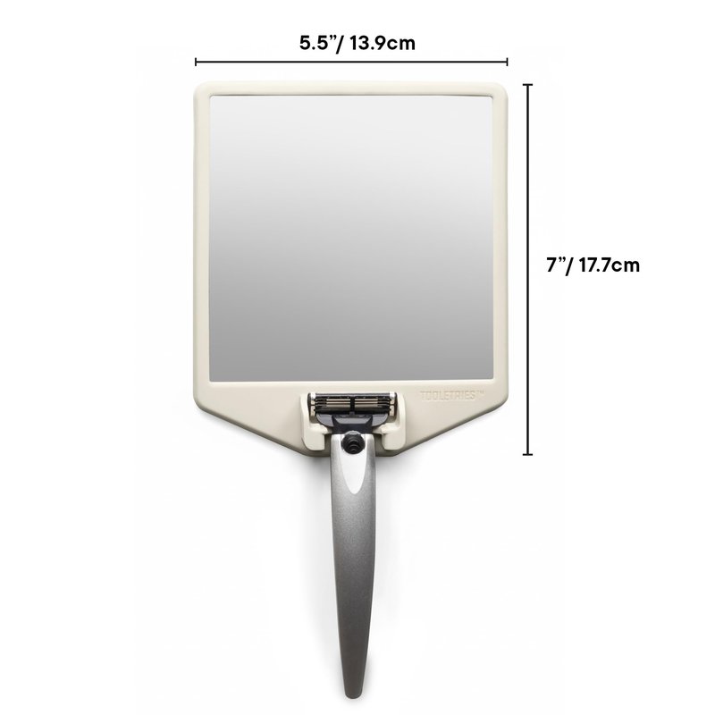 TOOLETRIES The Joseph Shower Mirror for Shaving - Silicone Razor Holder for Shower, Stlyish Bathroom Shower Accessory - Features Silicone-Grip, Removable & Reusable - Sand