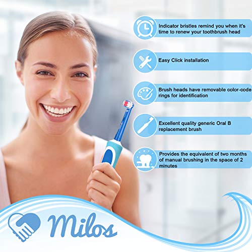 Milos Kids Replacement Toothbrush Heads - 16 Pack for Oral B