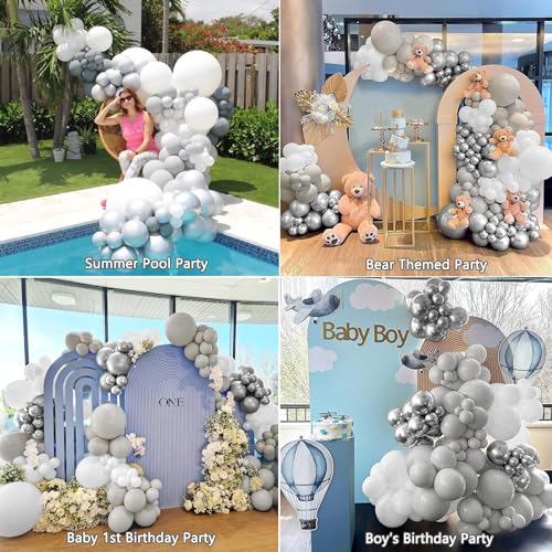 KARLURE White Silver Balloon Arch Kit - Party Decoration Garland