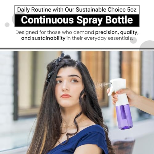 Practix Continuous Mist Spray Bottle - 5 oz Ultra Fine Hair Mister (4 Pack)