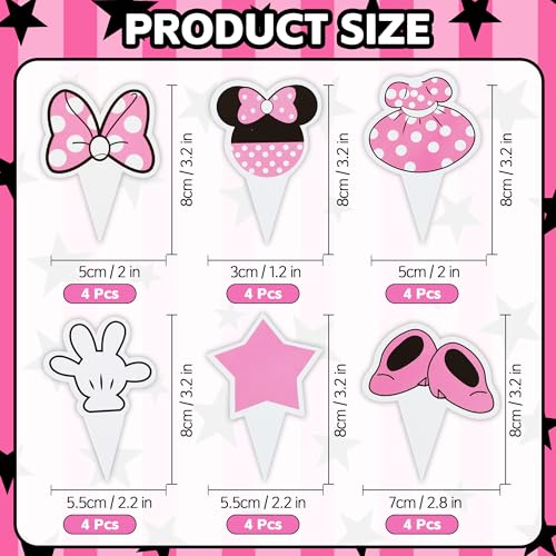 3-Tier Black and Pink Cartoon Cupcake Stand with 24 Toppers