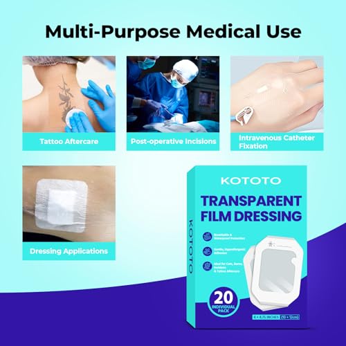 Kototo Waterproof Tattoo Cover Up Tape - 20 Count, Transparent & Breathable