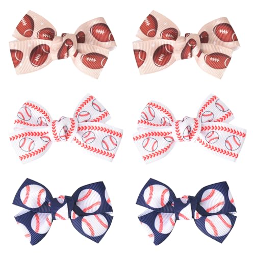 Borhmty Football & Baseball Hair Bow Clip Set for Girls - Color 1
