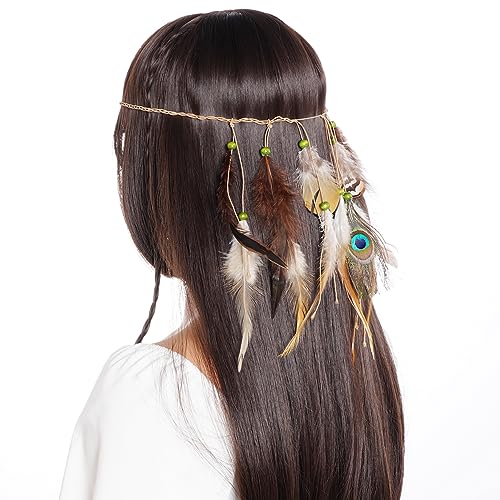 Indian Feather Headband - Native American Tribal Costume Accessory