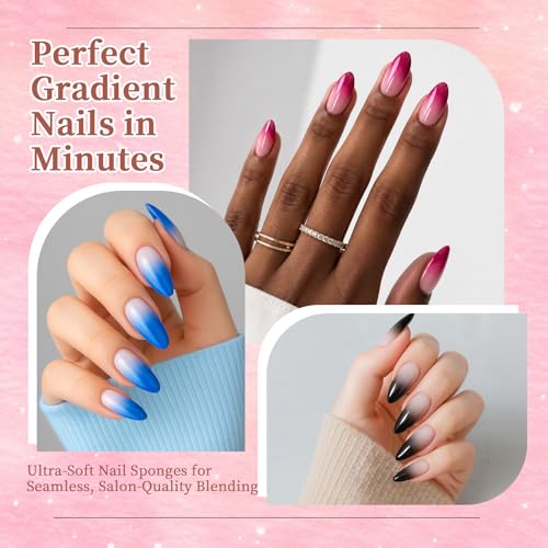 200PCS Soft Nail Sponges Set with Grabbing Pens for Ombre Art