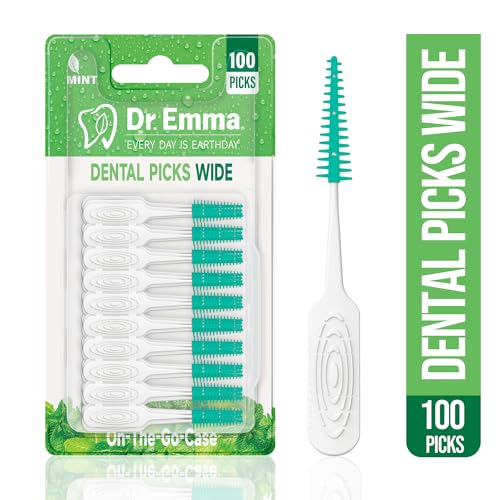 Dr. Emma Mint Dental Picks - Soft Rubberized Floss Picks, 100 Ct (Pack of 4)