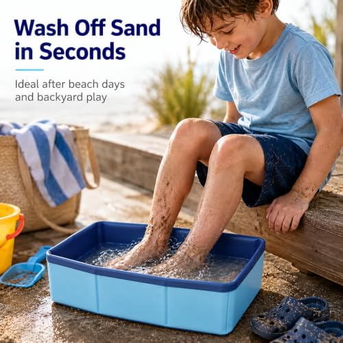 STARBRILLIANT Collapsible Square Pool Foot Bath - 19.69" Portable Rinse Basin