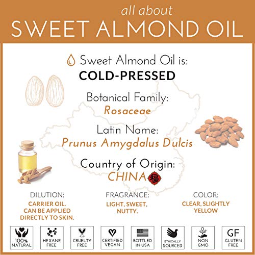 Sweet Almond Oil 16oz - Natural Moisturizer & Carrier Oil for Skin & Hair