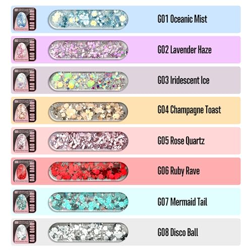 NOVO OVO G03 Iridescent Ice Chunky Glitter Gel Nail Polish - Aurora Holographic, 5ml