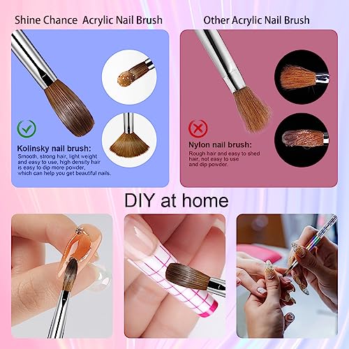 Shine Chance Size 14 Kolinsky Acrylic Nail Brush for Professional Manicure