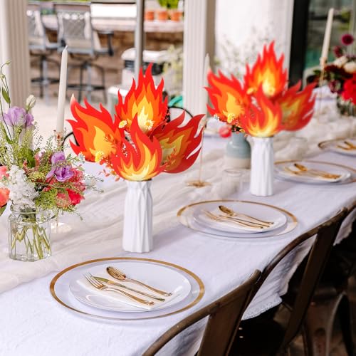 Yungyan 48 Pcs Firefighter Party Decoration Sticks - Flame Cutouts