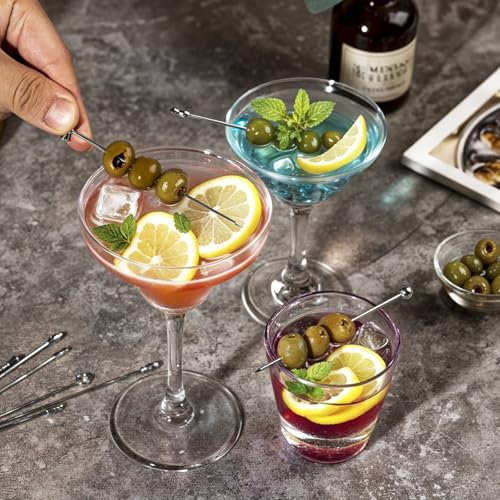 Stainless Steel Martini Picks - 9 Pcs Reusable Cocktail Skewers