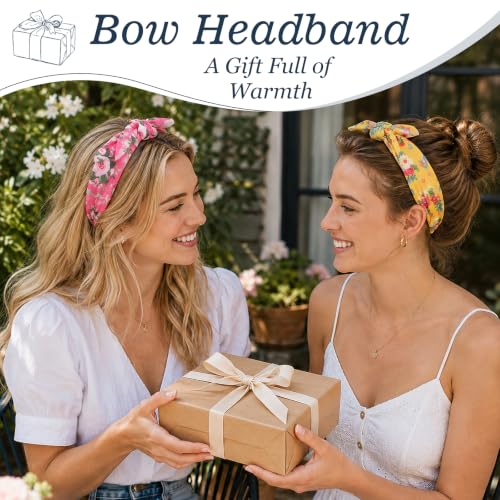 Jaqakid 6PCS Women's Floral Bow Headbands with Detachable Knots - Multiple Colors