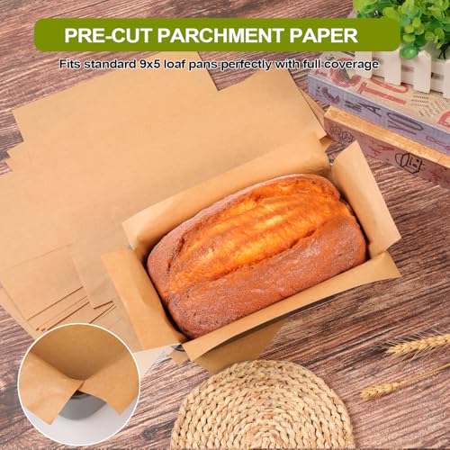 100 Pcs Unbleached Parchment Paper Loaf Pan Liners - Non-Stick, Heat-Resistant