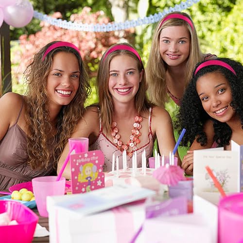 Semato Hot Pink 16 Pack Non-Slip Hair Bands for Women & Girls - DIY Hair Accessories