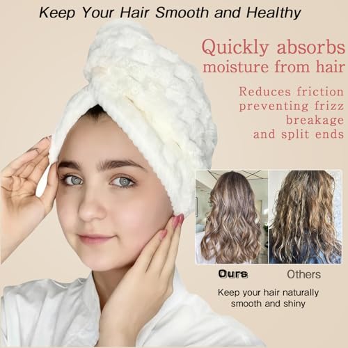 Super Absorbent Microfiber Hair Towels for Women - 3 Pack (41x23 in)