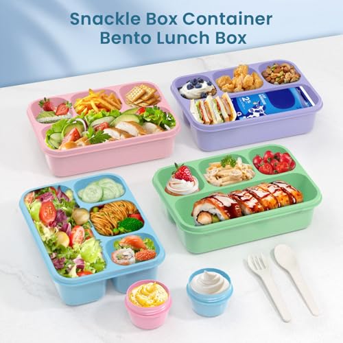 KHOXU 4-Compartment Bento Lunch Box Set - 44Oz Meal Prep Containers