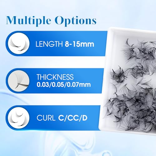 KISS ON 7D 0.07 CC Premade Lash Fans - 9mm Soft Volume Eyelash Extensions