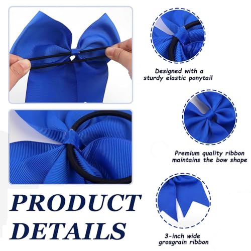 Blue Cheer Bows for Cheerleaders 2-Pack Elastic Hair Bows for Girls