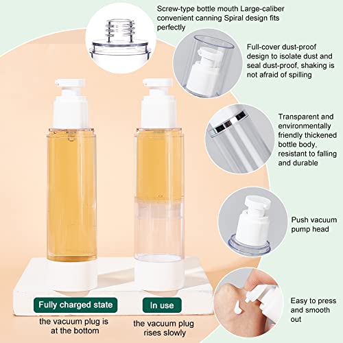 BENECREAT 4 Pack 100ml Airless Pump Bottles - Refillable Travel Containers