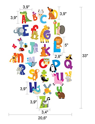 ABC Animal Wall Decals for Kids - Educational Alphabet Stickers