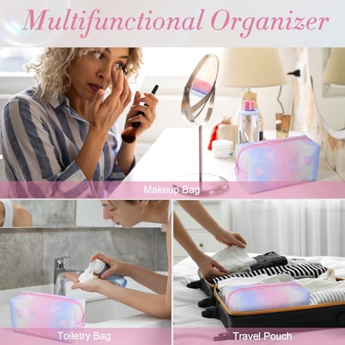 DALINEEYI Small Shiny Heart Makeup Bag & Brush Pouch – Portable Cosmetic Organizer
