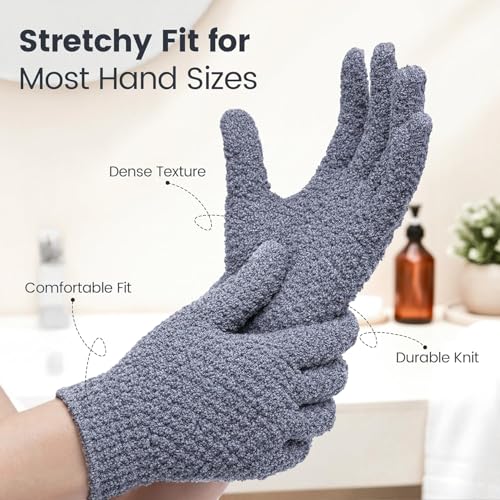 Yiclick Grey Exfoliating Gloves 12-Pack Body Scrub Mitts for Shower & Bath