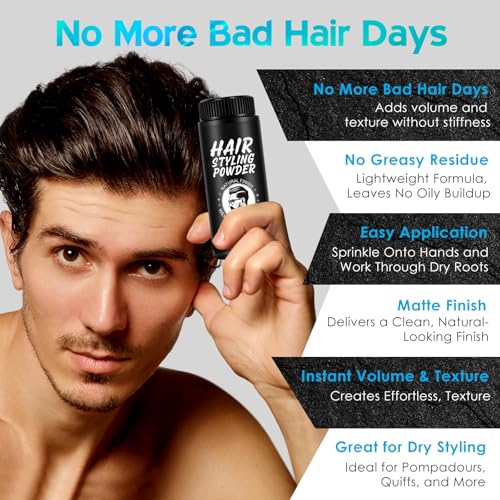 VOFANK Men's Texture Powder - Volumizing Hair Styling Powder for All Hair Types, 24-Hour Natural Matte Hold, 30g