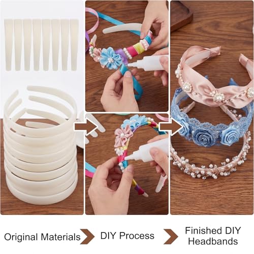 20 Pcs White Plastic Headbands for Crafts DIY Accessories Bulk 1 Inch
