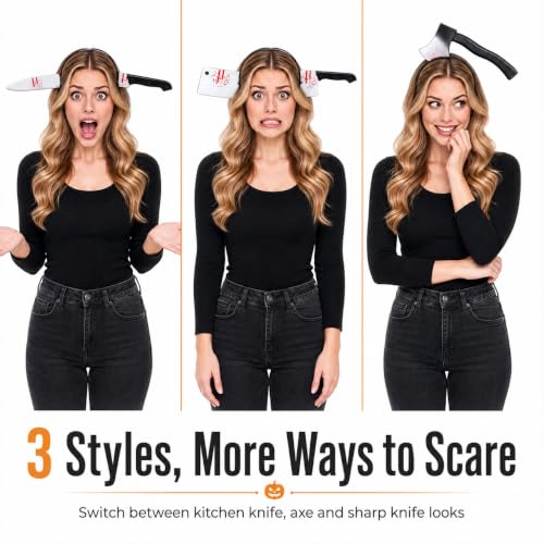 NUOBESTY Creepy Knife Headband Halloween Costume Accessory - Spooky Horror Hairpiece