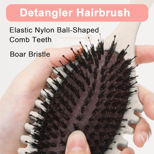 Marrhorvk Detangler Hair Brush for Fine, Curly & Thin Hair - Beige
