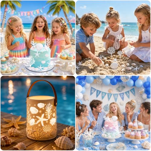 20PCS Ocean-Themed Cake Toppers - Seashells & Starfish Decorations