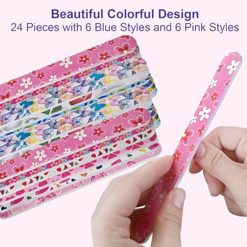 Colorful Double-Sided Nail Files 24 Pack - Professional Buffing & Shaping Tools